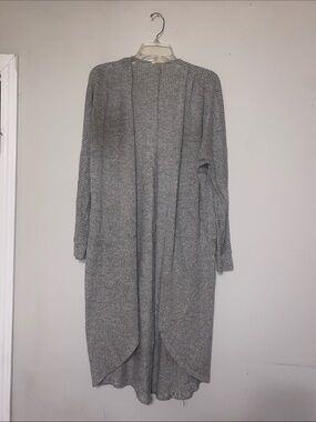 Lush Gray Open-Front Long Cardigan